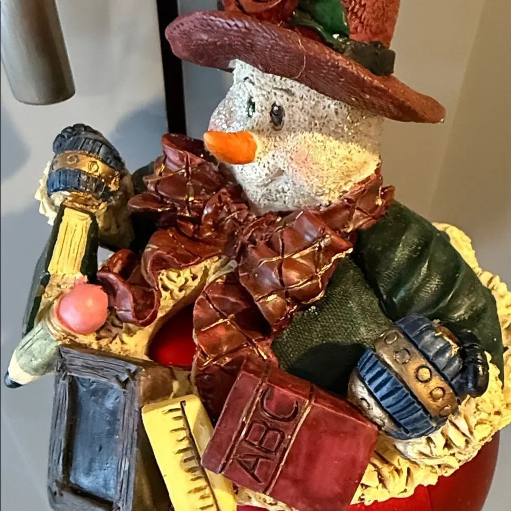 Snowman Ornament - Red and Brown